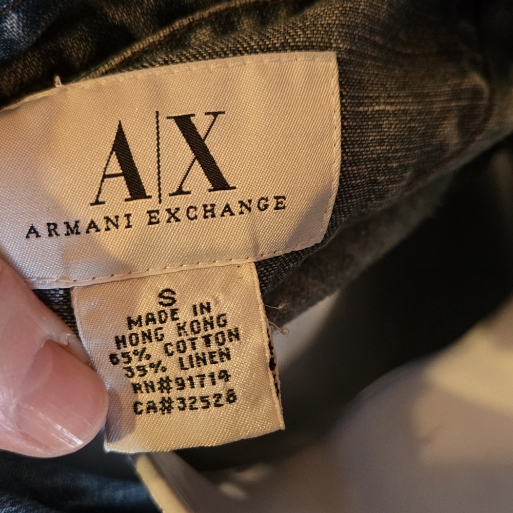 Armani Exchange distressed Denim Jacket szS - Picture 8 of 9